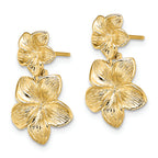 FJC Finejewelers 14k Yellow Gold Double Flower Drop Post Earrings Plumeria