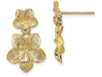 FJC Finejewelers 14k Yellow Gold Double Flower Drop Post Earrings Plumeria