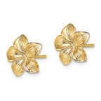 FJC Finejewelers 14k Yellow Gold Single Flower Post Earrings Plumeria