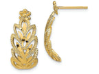 FJC Finejewelers 14k Yellow Gold Flower Tip Bright Cut Leaf Pattern Post Earring