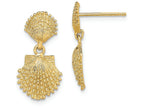 FJC Finejewelers 14k Yellow Gold Double Beaded Scallop Shell Dangle Earrings