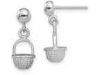 FJC Finejewelers 14k White Gold White 3d Mini Basket Drop Earrings