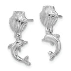 FJC Finejewelers 14k White Gold Dolphin Dangle From Mini Scallop Earrings