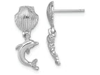 FJC Finejewelers 14k White Gold Dolphin Dangle From Mini Scallop Earrings