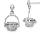 FJC Finejewelers 14k White Gold White 3d Nantucket Basket Dangle Earrings