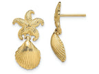FJC Finejewelers 14k Yellow Gold Starfish Scallop Shell Dangle Earrings