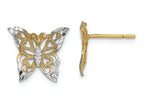FJC Finejewelers 14k Two-tone Gold Bright Cut Butterfly Post Earrings