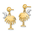 FJC Finejewelers 14k Two-tone Gold Charleston Palm Tree Moon Dangle Earrings