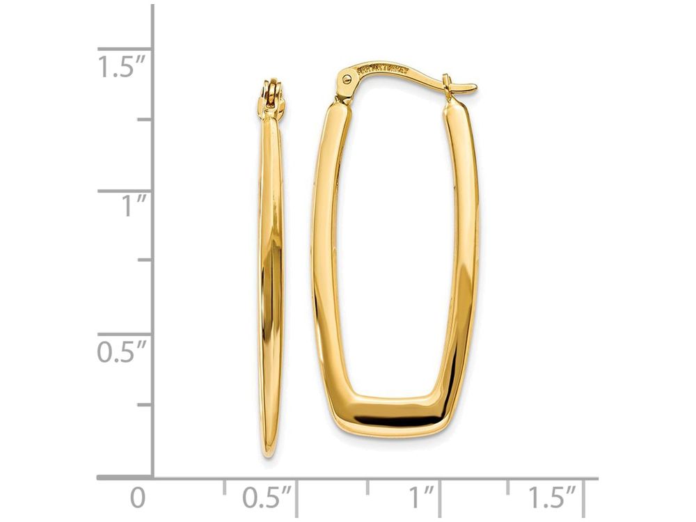 FJC Finejewelers 14k Yellow Gold Polished 2.25mm Rectangle Hoop Earrings