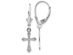 FJC Finejewelers 14k White Gold Mini Cross with Scroll Tipsleverback Earrings