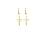 FJC Finejewelers 14k Yellow Gold Beveled Cross with Square Tips Leverback Earrings