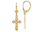 FJC Finejewelers 14k Yellow Gold Bright Cut Cross with Beaded Edge Leverback Earrings