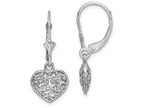 FJC Finejewelers 14k White Gold 3d Mini Bright Cut Puffed Heartleverback Earrings