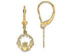 FJC Finejewelers 14k Yellow Gold Claddagh In Circle with Lace Trimleverback Earrings