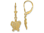 FJC Finejewelers 14k Yellow Gold Sea Turtle with Spiny Shell Leverback Earrings