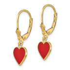 FJC Finejewelers 14k Yellow Gold 3d Mini Red Heart Leverback Earringsenamel