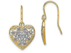 FJC Finejewelers Heart Cut-out Filigree White Accent Wire Earrings