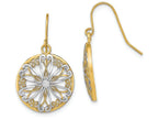 FJC Finejewelers Round Frame with Flower Inside Wire Earringtwo-color