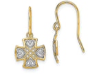 FJC Finejewelers Mini Maltese Cross Wire Earrings Hearts Bright Cut