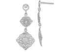 FJC Finejewelers 14k White Gold Filigree Medallion Drop Earings Wht Bright Cut Center Edges