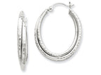 FJC Finejewelers 14k White Gold Bright-cut Polished Oval Hoop Earring
