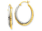 FJC Finejewelers 14 kt Two Tone Gold Bright-cut Polished Oval Hoop Earring