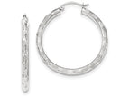 FJC Finejewelers 14k White Gold Textured Hoop Earrings