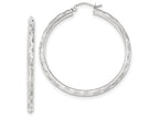 FJC Finejewelers 14k White Gold Textured Hoop Earrings