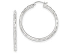 FJC Finejewelers 14k White Gold Textured Hoop Earrings