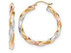 FJC Finejewelers 14 kt Tri Color Gold Light Twisted Hoop Earrings