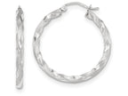 FJC Finejewelers 14k White Gold Satin Twisted Hoop Earrings