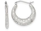 FJC Finejewelers 14k White Gold Satin And Bright-cut Hoop Earrings