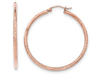 FJC Finejewelers 14k Rose Gold Polished Light Weight Large Bright Cut Tube Hoop Earrings