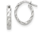 FJC Finejewelers 14k White Gold Patterned Oval Hoop Earrings