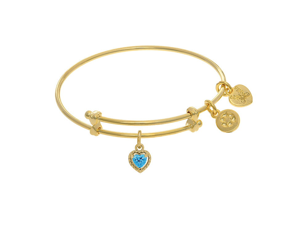 Angelica Collection Brass With Yellow Finish Charm March Heart Shape C Z Birth Month (Small)