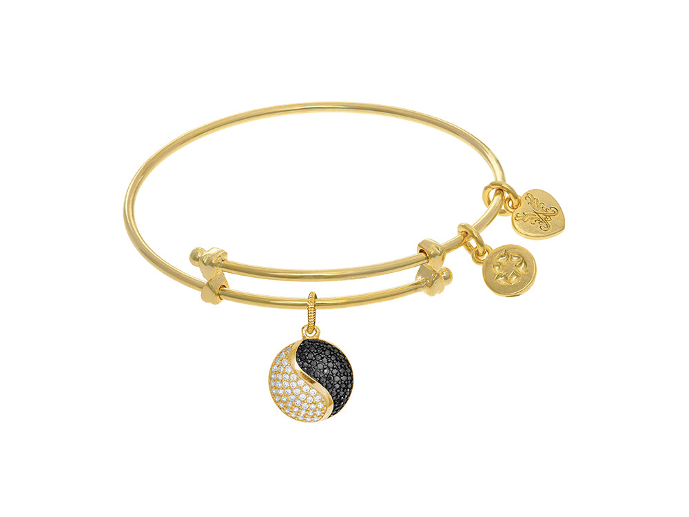 Brass With Yellow Yin Yang Charm On YellowAngelica Tween Bangle (Small)