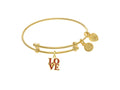 Angelica Collection Yellow Finish Expandable Tween Brass Bangle With L Ove Charm In Yellow Finish (Small)