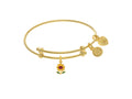 Brass With Yellow Finish Enamel Sunflower Charm On Yellow Angelica Collection Tween Bangle (Small)