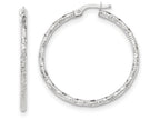 FJC Finejewelers 14k White Gold Polished And Textured Hoop Earrings