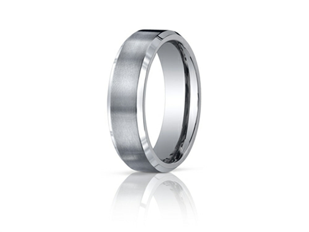 Benchmark Titanium  7mm Comfort-fit Satin-finished With High Polished Beveled Edge Carved Design Wedding Band Ring