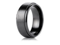 Benchmark Black Titanium 9mm Comfort-fit Satin-finished Stair-step Edge Design Ring