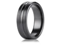 Benchmark Black Titanium 7.5mm Comfort-fit Satin-finished High Polished Center Cut Carved Design Wedding Band Ring