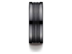 Benchmark Black Titanium 8mm Comfort-Fit Satin with Polished Center Squared Edge Carved Wedding Band