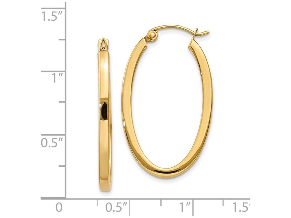 FJC Finejewelers 14k Yellow Gold 2mm Oval Hoop Earrings
