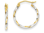 FJC Finejewelers 14k Yellow Gold and Rhodium Hollow Twisted Hoop Earrings