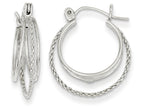 FJC Finejewelers 14k White Gold Polished And Textured Circle Hoop Earrings