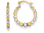FJC Finejewelers 14k Yellow Gold and Rhodium Beaded Hoop Earrings