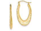 FJC Finejewelers 14k Yellow Gold Satin Bright Cut Hollow Hoop Earrings