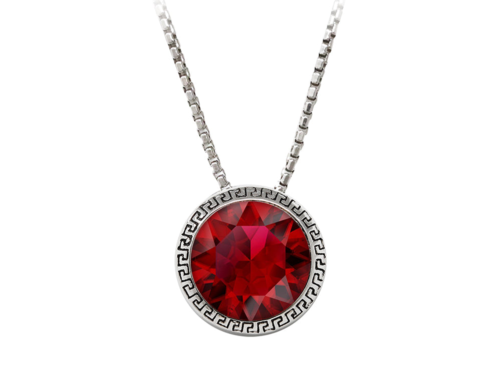 Wind and Fire January 8mm Crystal Birthstone Greek Key Necklace 18 Inches
