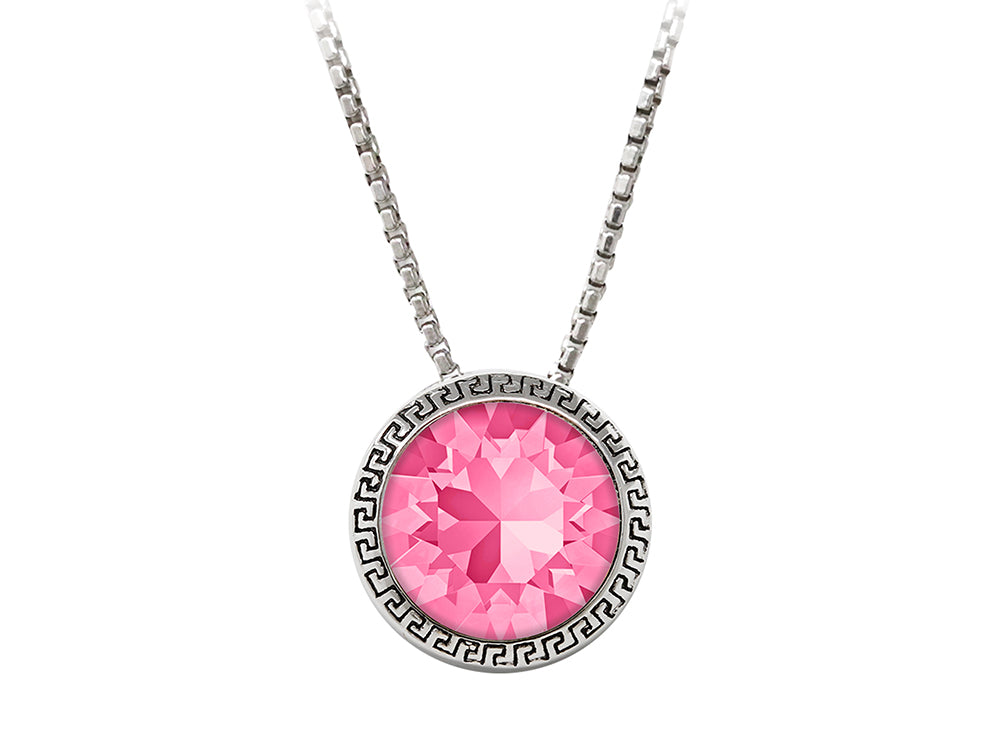 Wind and Fire October 8mm Crystal Birthstone Greek Key Necklace 18 Inches
